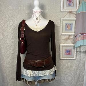 y2k elena gilbert long sleeve fitted blouse